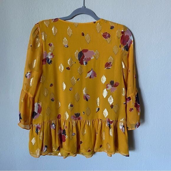 Sézane Anita Silk Yellow Blouse Size 4 - Picture 5 of 9